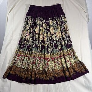 VTG Carole Little Floral Maxi Skirt 14 Pleated Boho Hippie Peasant Lagenlook